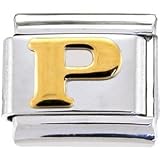 Gold Puffy Letter P Italian Charm
