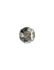 Sterling Silver Grey Cracked Agate with Shell Stone Charm