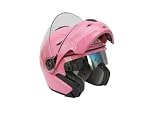 NEW & Improved VOX DOT Approved Full face Filp-up Modular Motorcycle, Snowmobile, Bike Helmet. IN PINK- Size Medium