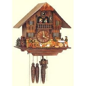 Schneider Cuckoo Clock - Chalet Cuckoo Clock w/ Wood-chopper, Sawyer & Water-wheel, Model #MT 973/9