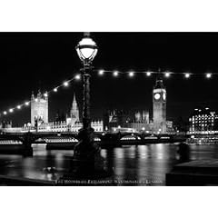 Posters du Monde - gro�e laminierte Poster " London Westminster Big Ben At Night B&W " - poster - Gr��e 86.5 x 61 cm (ca.) OR 91.5 x 61 cm (ca.)