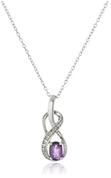 Sterling Silver Gemstone with Diamond Infinity Twist Pendant Necklace, 18"