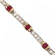 White Yellow 14KT Gold Tennis Bracelet w/ Ruby Diamond