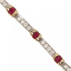 Ruby & Diamond Tennis Bracelet in 2Tone 14K Yellow White Gold