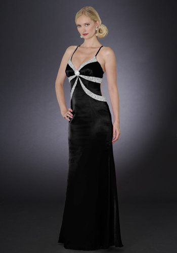 Formal Evening Gown. Beaded Dress for Prom - Party Dress by Sean Collection (70067) Black Silver