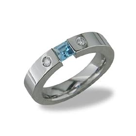Mignon Titanium Band with Tension Set Blue Topaz and Diamonds by Alain Raphael