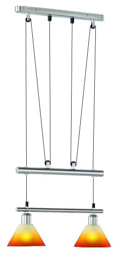 Trio-Leuchten 3751021-17 Jojo-Balkenpendel, 2xE14,max.40W, Nickel matt, Glas Farbverlauf orange