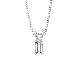 0.45 ct. E - VS1 EGL Certified Emerald Cut Diamond Solitaire Pendant with Chain (White or Yellow Gold)