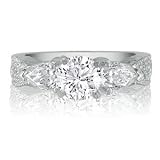 Luxury Engagement Rings: 2 2/3ct Antique Design Diamond Engagement Ring in 14k White Gold