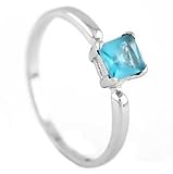 Silver Princess Cut March Aquamarine Birthstone Child Ring
