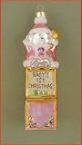 Margaret Cobane Glass Ornament - Baby's First Christmas Bear Pink