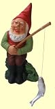 Gartenzwerg aus Keramik- Theo der Angler mit Frosch