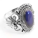 Sterling Silver Vintage Syle Blue Onyx Ring (Size 5,6,7,8,9)