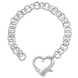 14k White Gold Rhodium Plated Heart Bracelet- 7.5 IN