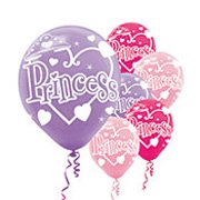 Six 12 in Princess Balloons Helium Quality