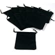 12 Pouches Black Velvet Drawstring Jewelry Bags 3"