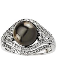 Ann Harrington Jewelry 14k White Gold 5/8 Ct Tw Diamond And 9 mm Tahitian Pearl Ring