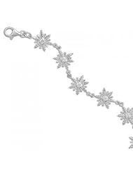 MMA Silver - 8 inch Polished CZ Snowflake Bracelet