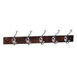 Spectrum 79270 Stratford Hat and Coat Wood Rack with 4 Chrome Hooks