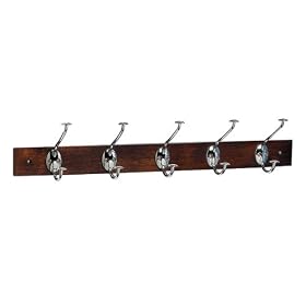 Spectrum 79270 Stratford Hat and Coat Wood Rack with 4 Chrome Hooks