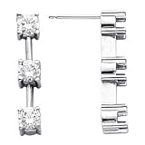 14K White or Yellow Gold Three-Stone Diamond Earrings - 0.50 Ct., 1.00 Ct., 1.50 Ct. or 2.00 Ct. (ALSO AVAILABLE WITH GEMSTONES)