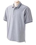 Devon & Jones Men's Tipped Perfect Pima Interlock Polo D140 (4XL / Heather Grey/Navy)