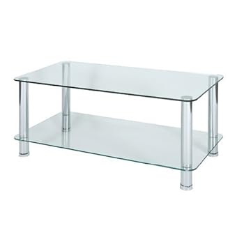 Levv Table basse en verre et pieds chromés (Transparent) (Import Grande Bretagne)