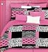 Veratex Stylish Pink Skulls Youth Micro-Fiber Fabric Patterned Bedroom Bed-In-A-Bag, Twin Size, Pink/Black/White