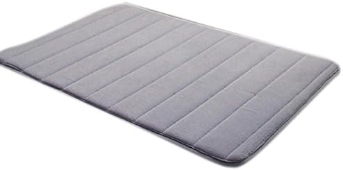 Komanic Latex Free Plush Microfiber Non Slip Memory Foam Bathroom Mat, Gray