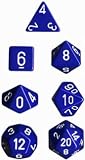 Polyhedral 7-Die Opaque Dice Set - Blue with White