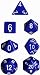 Polyhedral 7-Die Opaque Dice Set - Blue with White