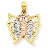 14k Tri-Color Gold Butterfly Charm