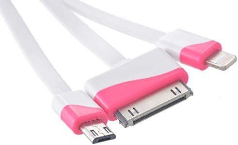 Pink White 3 in 1 Sync Portable Charging Micro USB Cable Travel Data Line for Iphone 4s 5 5s 6 6s Android