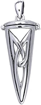 Jewelry Trends Silver Plated Bronze Celtic Trinity Pendulum Pendant on Black Leather Necklace