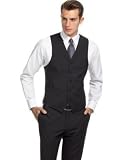 DKNY Black Braided Stripe Slim Fit Wool Vest
