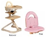 Svan High Chair from Scandinavian Child with Infant Kit and Cushion, Pink Cushion with Natural Wood