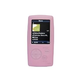 Premium Pink Silicone Skin for Sony Walkman NWZ - A815 / A816 / A818 Series with Armband and Belt Clip