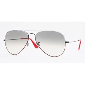 Ray Ban RB3025 Aviator Large Metal 070 32 Sunglasses Black+White+Red Frame With Crystal Gray...