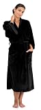 Canyon Rose Cloud 9 Plush Microfiber Women's Long Spa Robe, Medium/Large, Black Sea