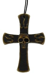 Resin Imitation Bone Pendant Cross - Adjustable Cord - 73mm x 53mm