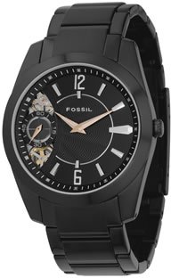 Fossil Mens Metal Dress Watch Black IP Twist Series