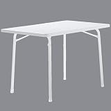 Sieger 120/W Garten-Klapptisch 115 x 70 cm mit Mecalit-Pro-Platte, Stahlrohrgestell, wei&szlig;, Tischplatte Marmordekor, wei&szlig;