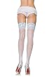 Plus Size Stay Up Backseam Thigh Highs With Corset Lace Top And Cuban Heel (White/Light Blue;Plus Size)