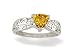 14K White Gold Genuine Trillion Citrine and Diamond Filligree Ring