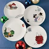PEANUTS Christmas Holiday Scenes Plate Collection - Ceramic (Set of 4)