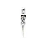 Sterling Silver Gothic Skull Dagger Pendant