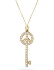 0.42 Cts Diamond Peace Key Pendant in 14K Yellow Gold