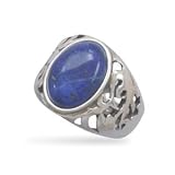 14x10mm Oval Lapis Center Stone With Cut Out Design in Band Size Available 6,7,8,9,10