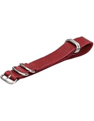 Premium 22mm 5-ring Thick Leather Red Urban Military Nato Watch Strap - Fits All Watches!!!