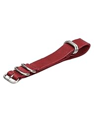 Premium 18mm 5-ring Thick Leather Red Urban Military Nato Watch Strap - Fits All Watches!!!